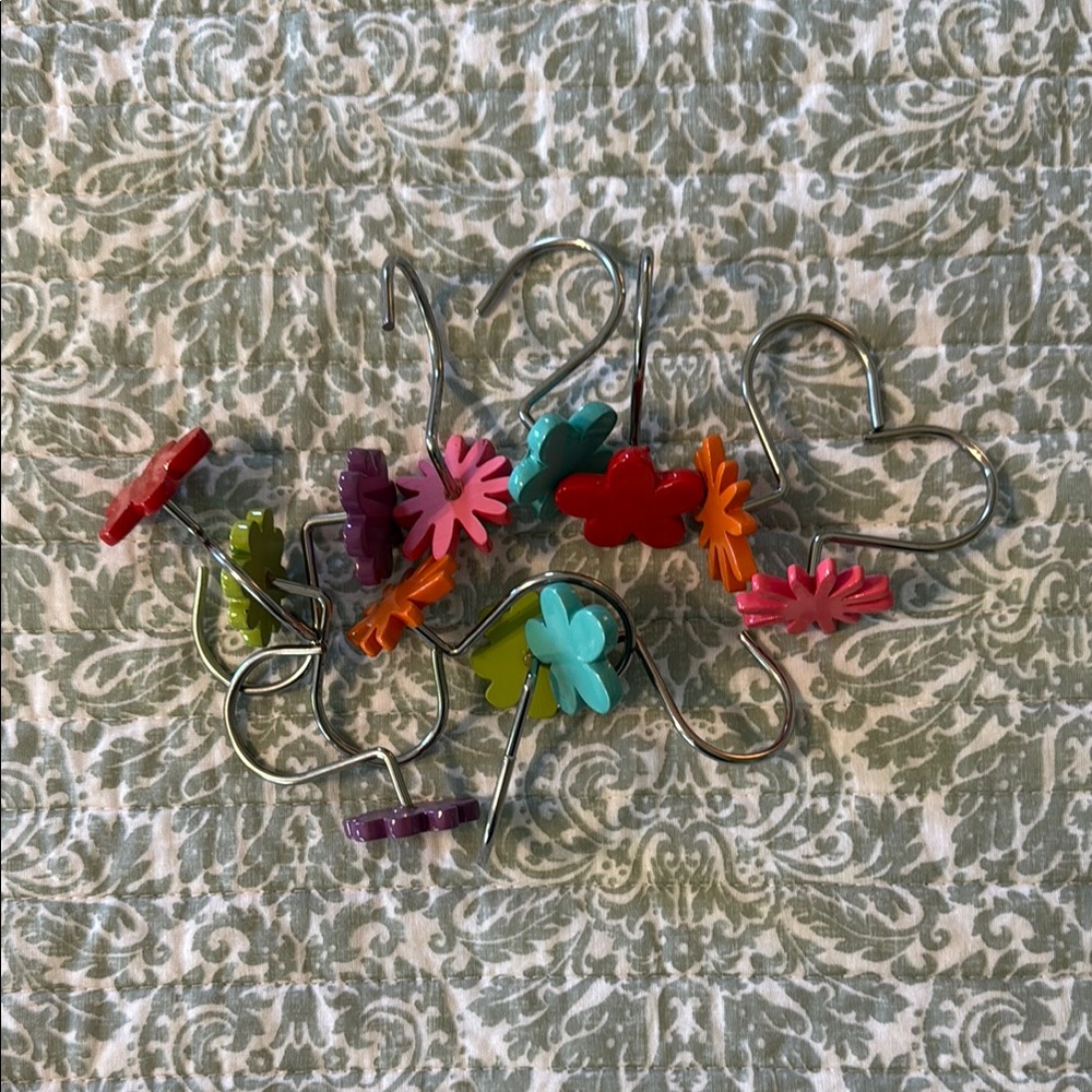 Colorful Flower Shower Curtain Hooks